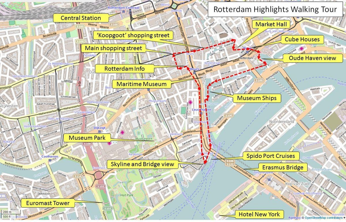 Rotterdam haritası yürüyüş turu